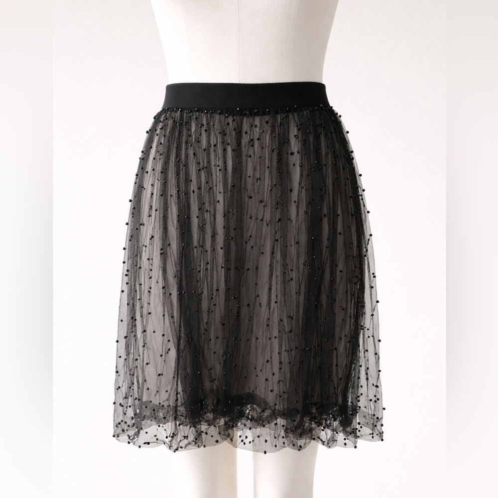 Zara Black Beaded Midi Skirt